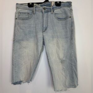 TK Axel cut out Light Blue Distressed Denim Shorts jort size 32